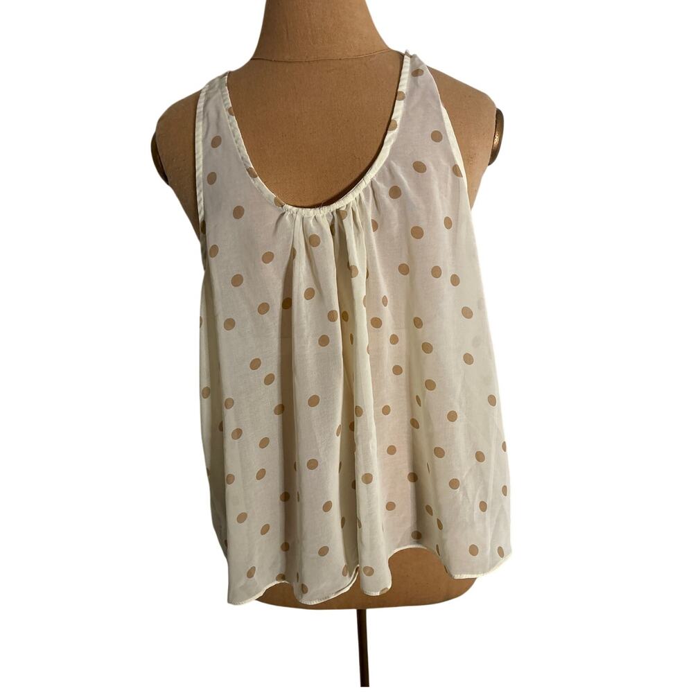 fab'rik Polka Dot Ruffled Racerback Tank Top L Coquette Girl Prints Twee Y2K